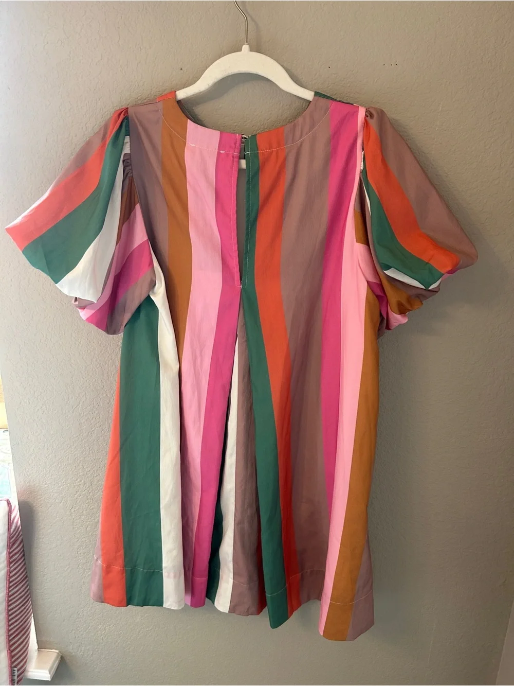 Entro Autumn Harvest Multi Stripe A-Line Short Sleeve Dress. Size S